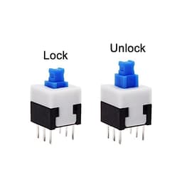 10Pcs Tact Tactile Mini On Off Self-Locking Switch Push Button Momentary Latching DIP 6 Pin with Cap(7.0x7.0mm,Black Cap,Unlock)