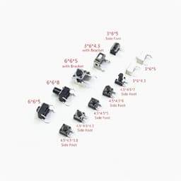 705PCS 24 Models Switches Assorted Micro Push Button Tact Switch Reset DIP Switch 12 * 12 * 7.3 3 * 6 4.5 * 4.5 6 * 6(705PCS in Bag)