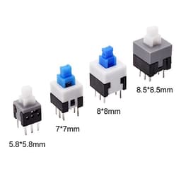 10Pcs Tact Tactile Mini On Off Self-Locking Switch Push Button Momentary Latching DIP 6 Pin with Cap(7.0x7.0mm,Black Cap,Unlock)
