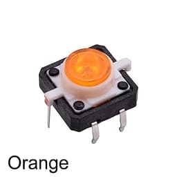 5Pcs 12x12mm LED Light Micro DIP Tact Tactile Illuminated Push Button Switch Plastic Reset Momentary Red Yellow Green Blue White(5pcs Red)