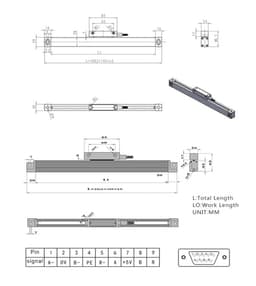 0.005mm Linear Encoder Small Linear Encoder Grating Ruler Sensor Transducer(50mm)