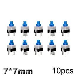 10Pcs Tact Tactile Mini On Off Self-Locking Switch Push Button Momentary Latching DIP 6 Pin with Cap(7.0x7.0mm,Black Cap,Unlock)