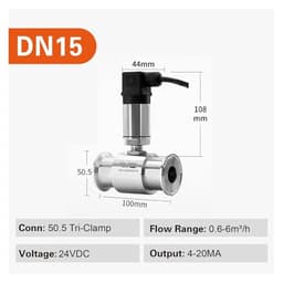 304 Stainless Steel Turbine Flow Meter Liquid Sensor Inline Pipeline Water Transmitter 4-20mA Output