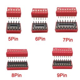 Slide Type DIP Switch 1/2/3/4/5/6/8/10Pin Position Way 2.54mm Pitch Red Toggle Blue Snap Dial 10Pcs(2pin-10pcs-Red)