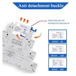 1PCS Slim Relay HF-41F 5V 12V 24V Frequency Base DIN Rail 41F-5-ZS41F-12-ZS41F-24-ZS(1PCS 12V)