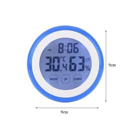 ABS Circular Touch Screen Temperature Humidity Meter with Clock Alarm Electronic(D)