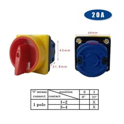 On Off Switch 2 Position selector Changeover 20A 1 Pole Pad Lock Main Cam Rotary switches YMW26-20/1GS