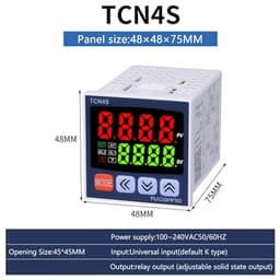 TCN4S Digital Intelligent Temperature Controller AC100-240V PID Thermostat Adjustable Switch Temperature Multimeter Relay Output(TCN4S)