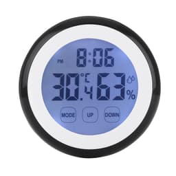 ABS Circular Touch Screen Temperature Humidity Meter with Clock Alarm Electronic(D)