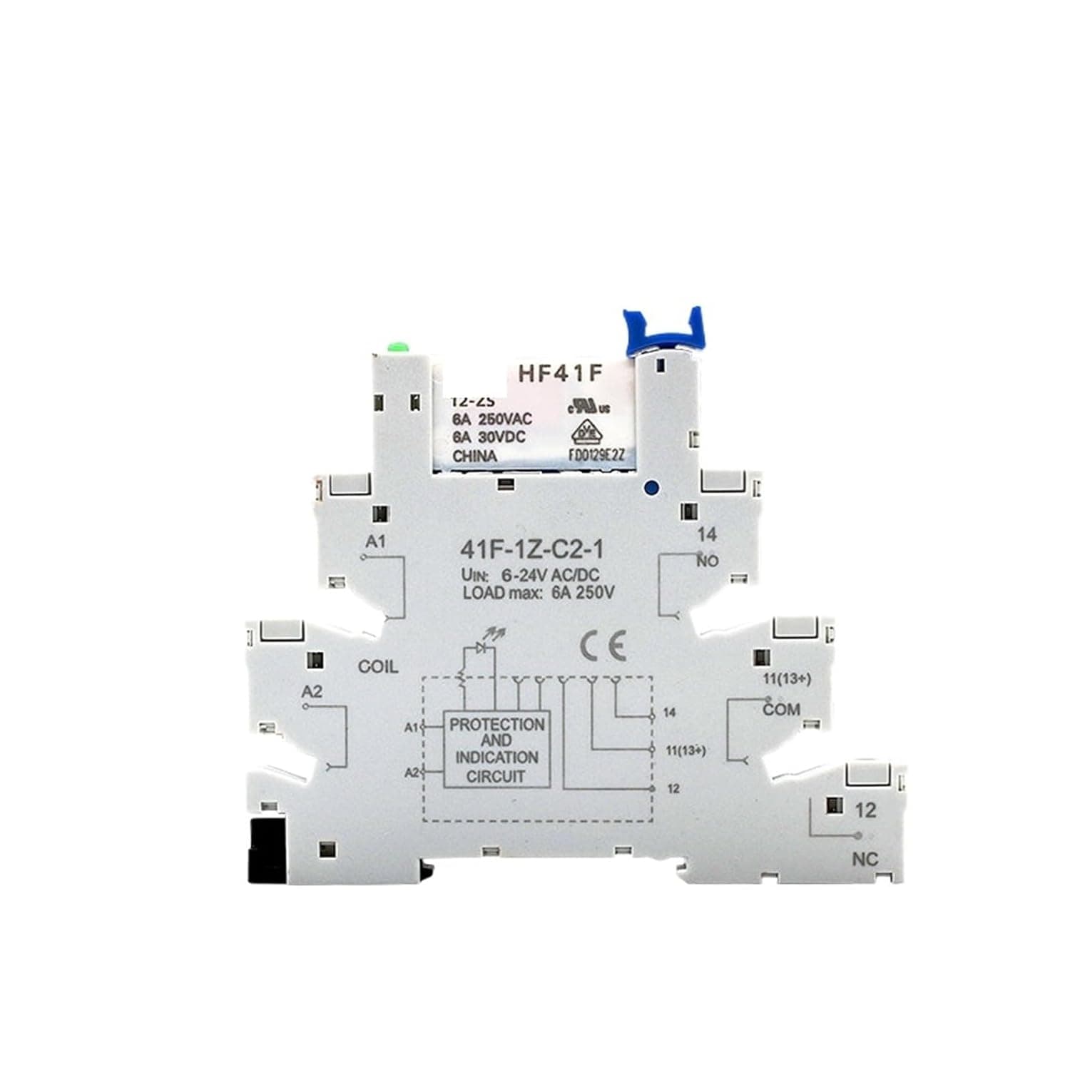 1PCS Slim Relay HF-41F 5V 12V 24V Frequency Base DIN Rail 41F-5-ZS41F-12-ZS41F-24-ZS(1PCS 12V)