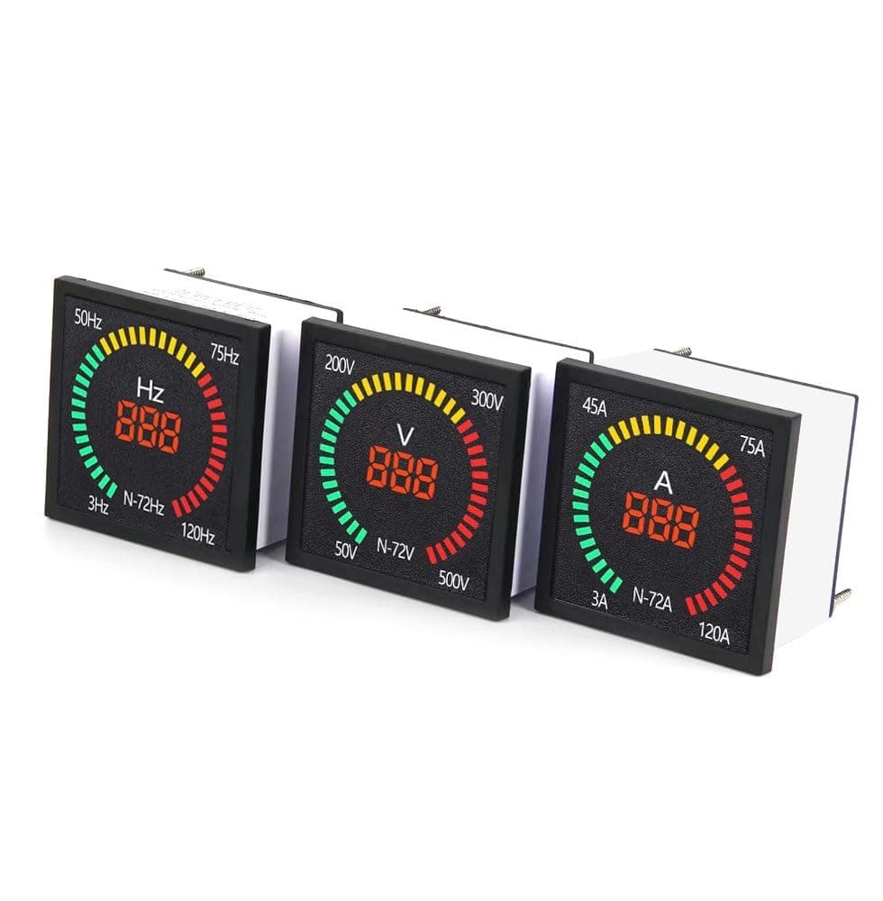 N-72 AC Rotary Table Signal Indicator Light Digital Display Voltage AC50-500V Current 3-120A Frequency 3-120HZ Meter 72x72mm 1Pcs(3-120A Ammeter)