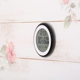 ABS Circular Touch Screen Temperature Humidity Meter with Clock Alarm Electronic(D)