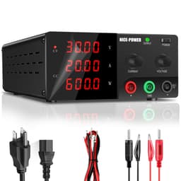 NICE-POWER DC Power Supply Variable, 0-30V 0-20A 600W High Power Bench Power Supply with Encoder Knob & Output Switch, Benchtop Adjustable Switching