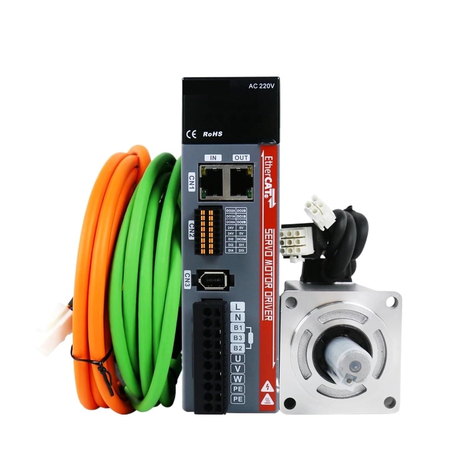200W 400W 600W 750W 1000W Ethercat AC Servo Motors Drivers 3000RPM 220V AC Servo Motor Driver Kit for Automated Machine(400W 17Bit Absolute)