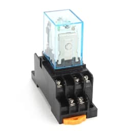 HH53P MY3NJ Electromagnetic Relay with Socket, 5A Silver Contact, 11 Pin Plug-in, Low Power General Purpose (DC 12V)