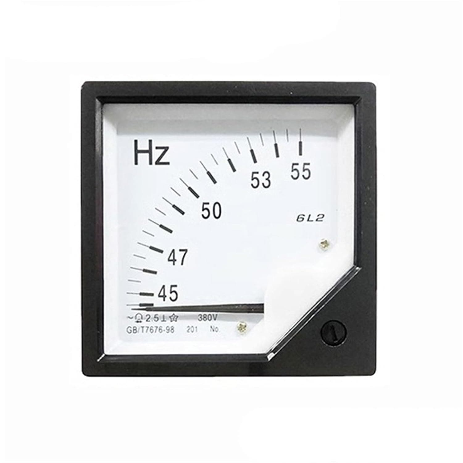 6L2-Hz AC Frequency Meter 45-55Hz 100V 220V 380V 6L2 Hertz Voltmeter Square Pointer Voltage 80 * 80mm 1Pcs(380V)