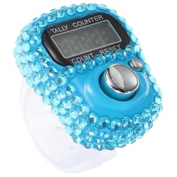 Mini Rhinestone Finger Tally Counter, Blue Ring-shaped Digital Electronic