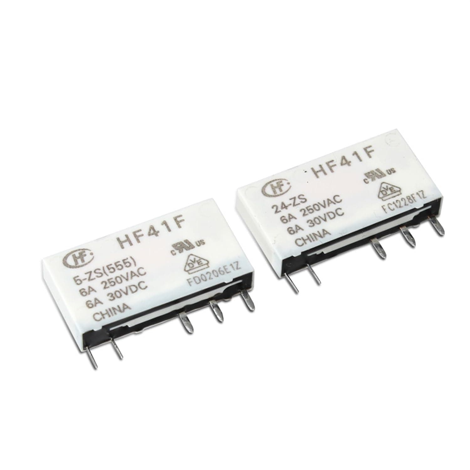 5PCS 41F-1Z-C2-1 HF41F 5V 12V 24V 60V ZS 6A Slim Relay Mount On Screw Socket with and Protection Circuit 24VDC/AC 41F-1Z-C4-1(5PIN 5V 5Pcs)