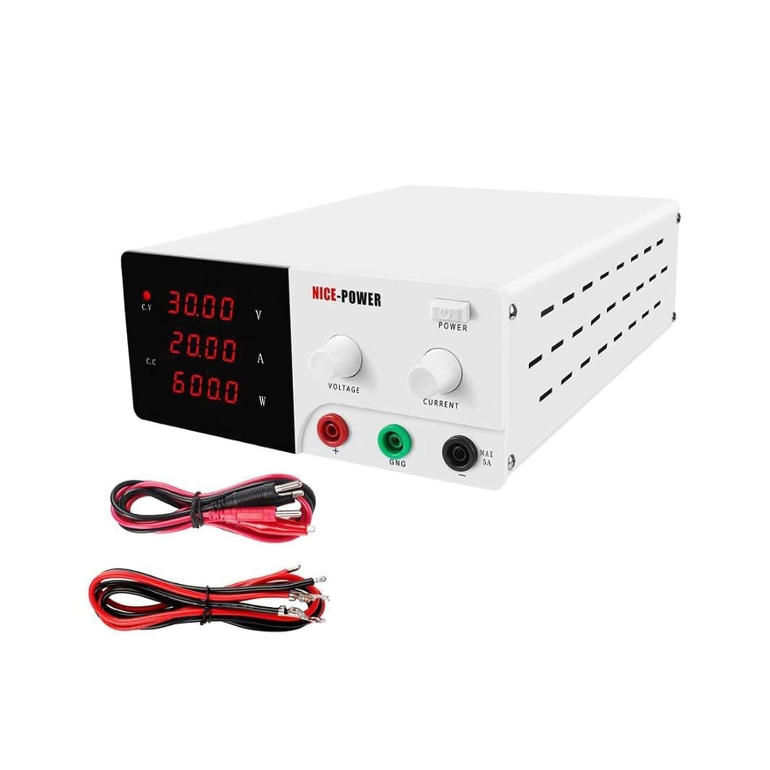 DC Power Supply Variable, 30V 20A Adjustable Switching DC Lab Power Supply 0-30V 0-20A Laptop Repair Rework Digital Voltage Regulator Input